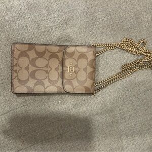 Coach Tan Crossbody Bag with Gold Chain